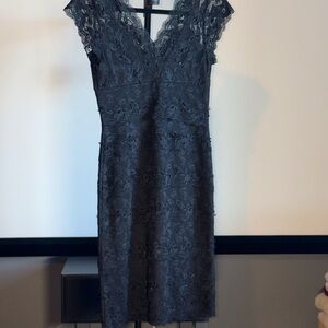 MARINA Lace Midi Dress in Charcoal